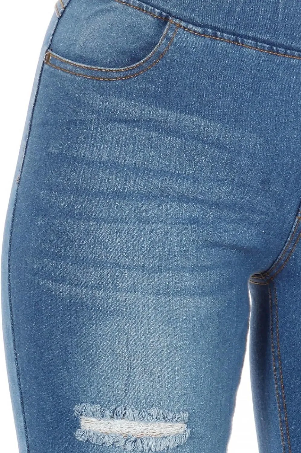 Women's Stretch Pull-On Jeans Skinny Ripped Distressed Denim Jeggings Regular-Plus Size