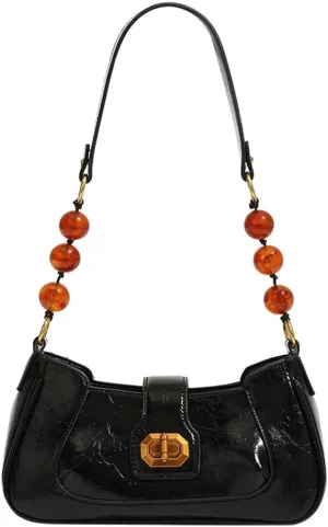Women's Stylish Pearl Chain Shoulder Bag, Elegant Crossbody Purse for Work & Daily Use, Light Luxury Handheld Tote Bag
