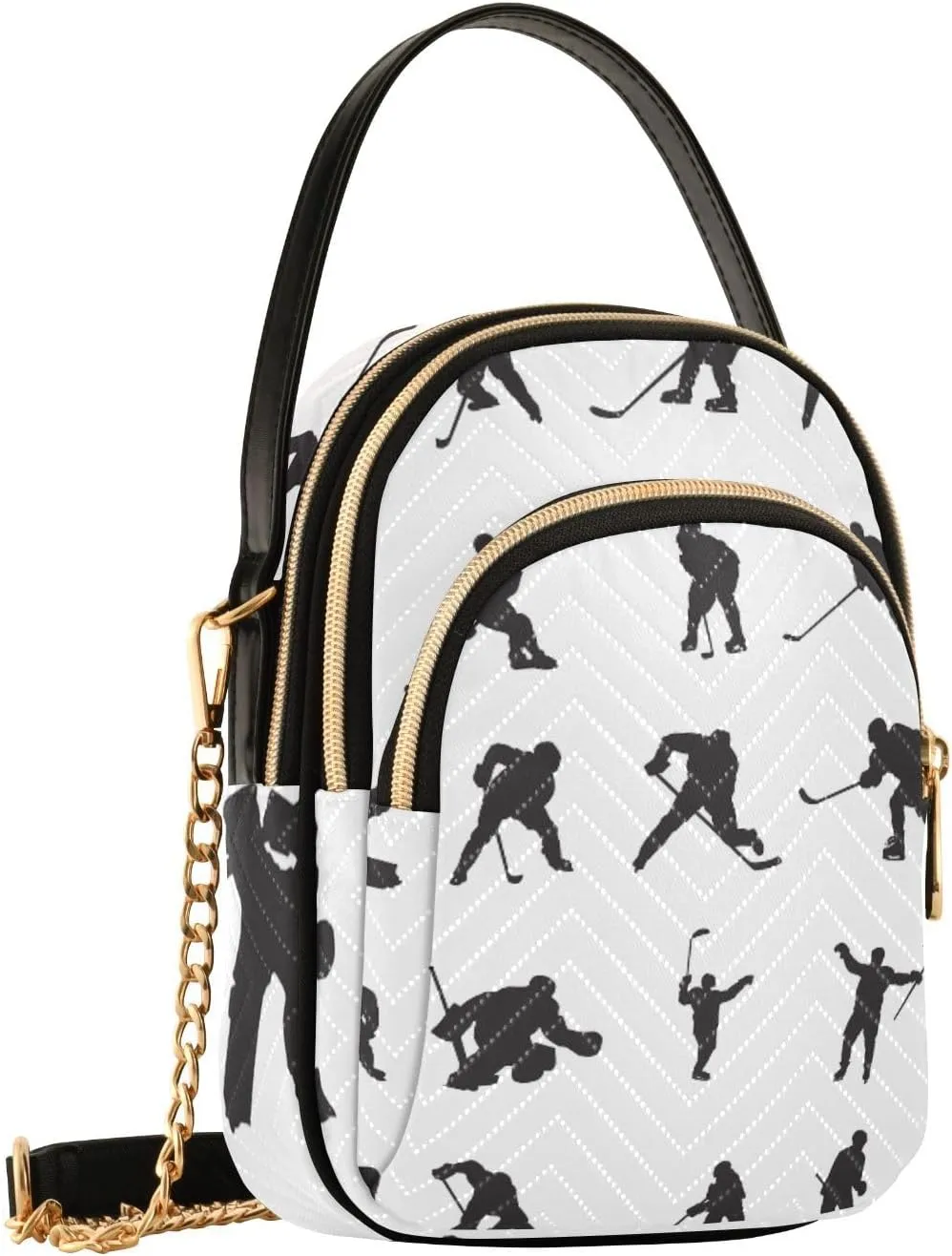 Women's Wave Cross Body Chest Bag, 52 inch Gold Chain Shoulder Handbag Purse
