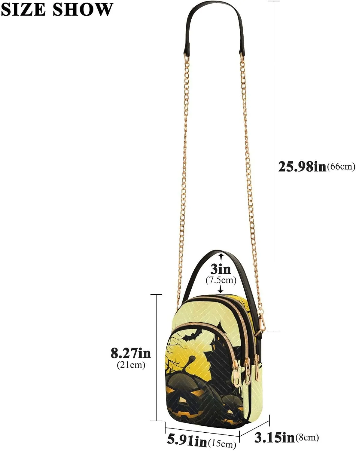 Women's Wave Cross Body Chest Bag, 52 inch Gold Chain Shoulder Handbag Purse