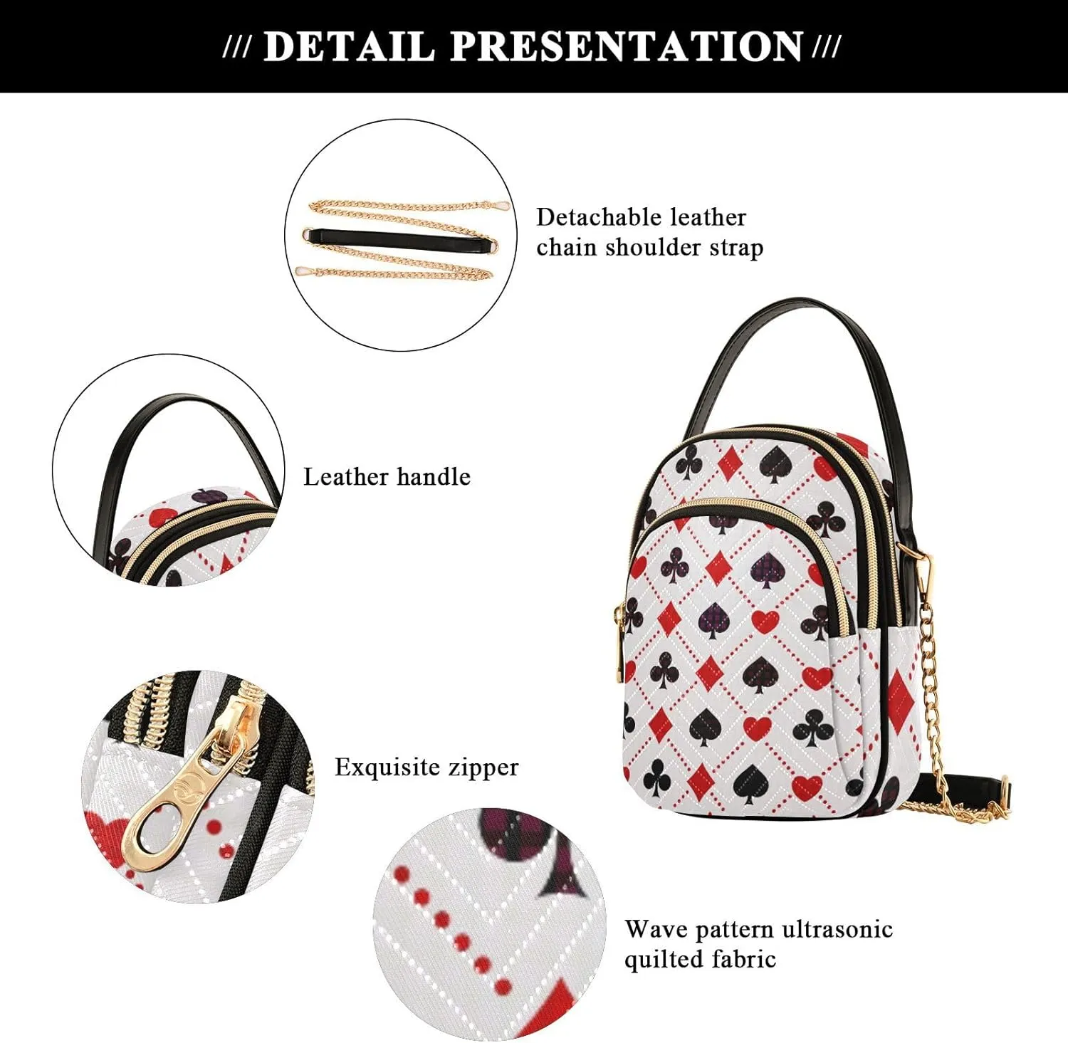 Women's Wave Cross Body Chest Bag, 52 inch Gold Chain Shoulder Handbag Purse