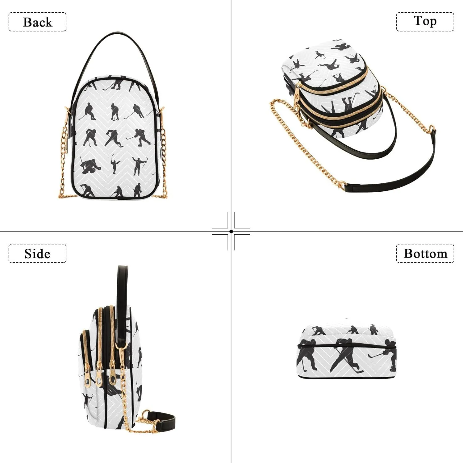 Women's Wave Cross Body Chest Bag, 52 inch Gold Chain Shoulder Handbag Purse