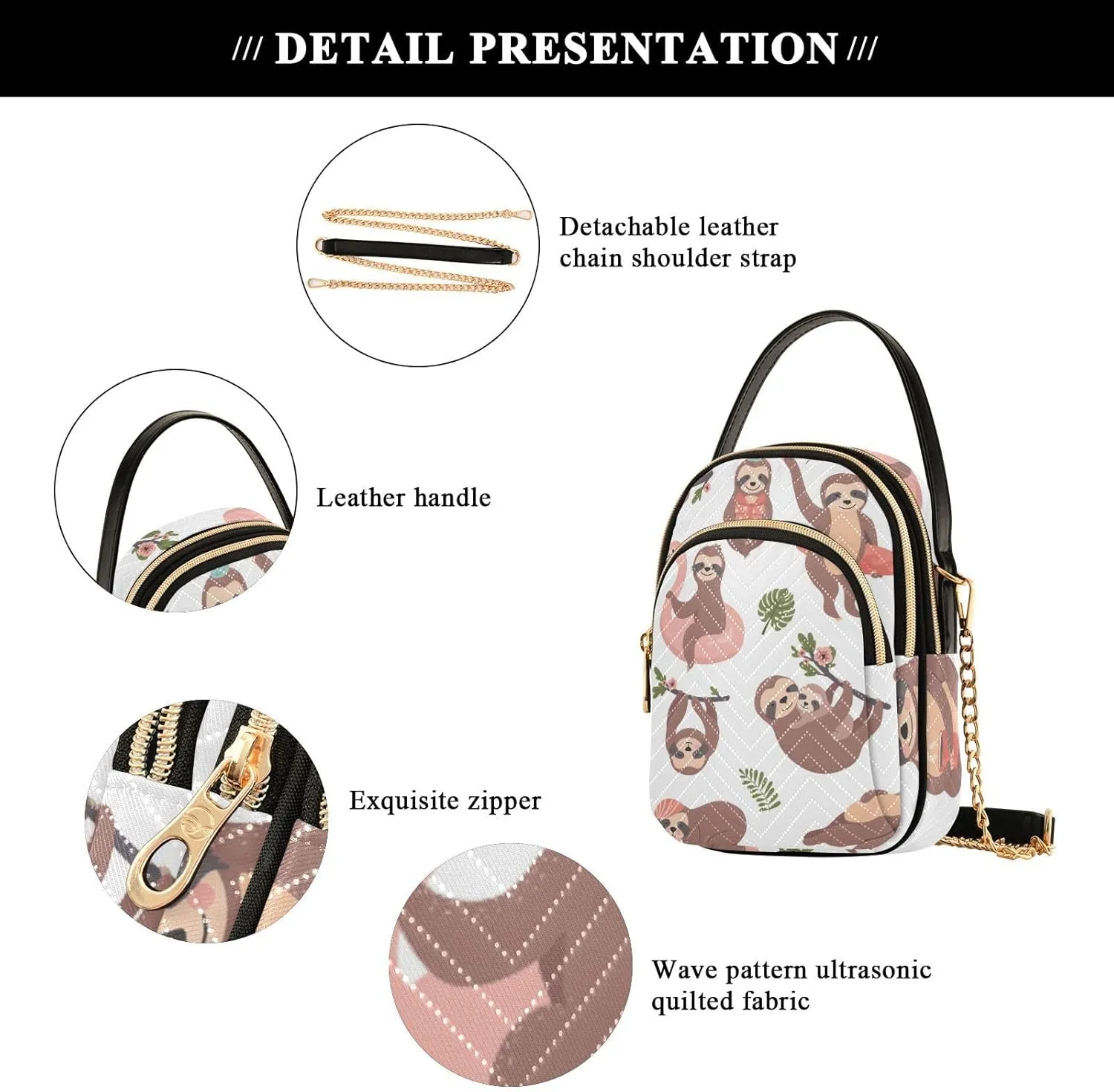Women's Wave Cross Body Chest Bag, 52 inch Gold Chain Shoulder Handbag Purse