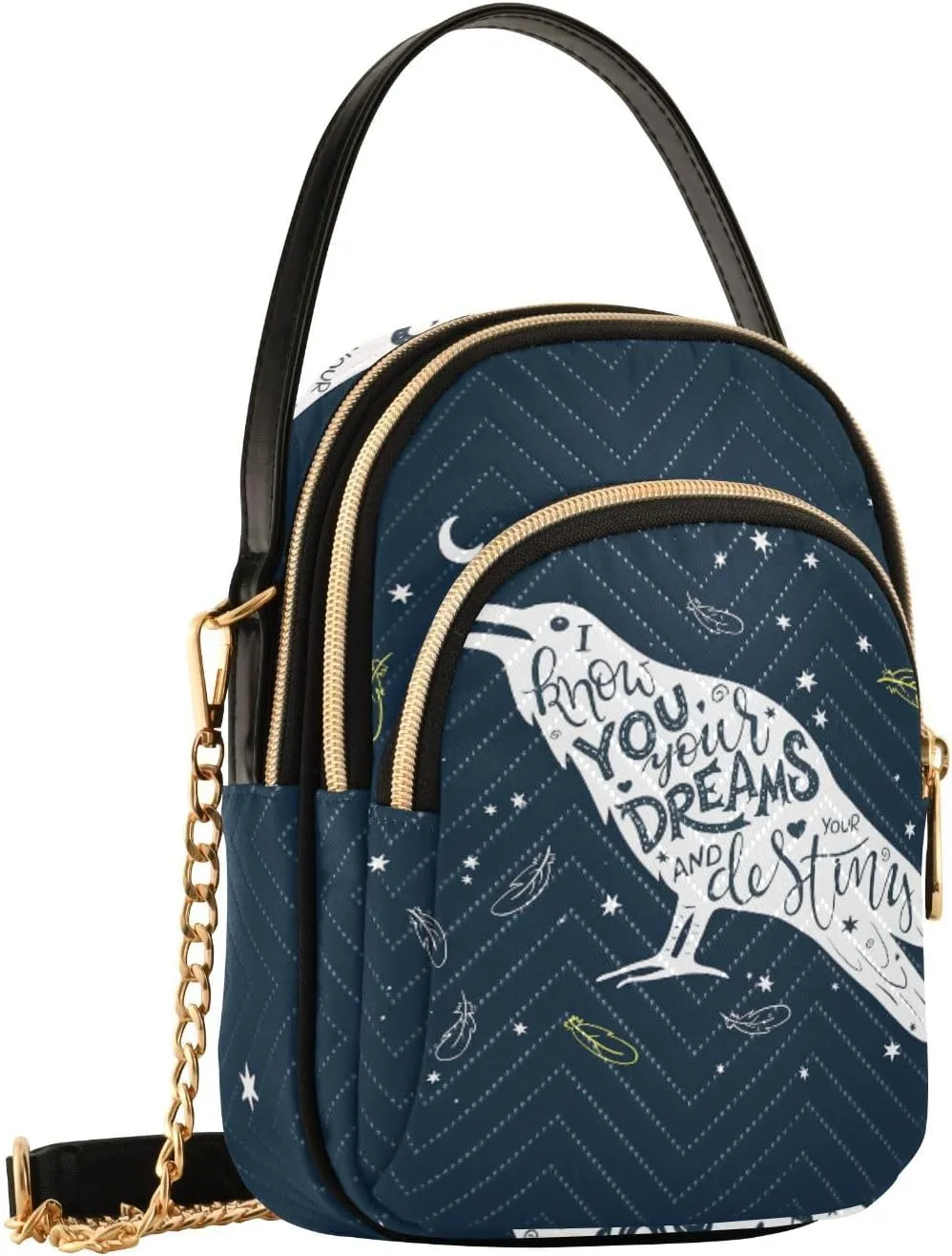 Women's Wave Cross Body Chest Bag, 52 inch Gold Chain Shoulder Handbag Purse