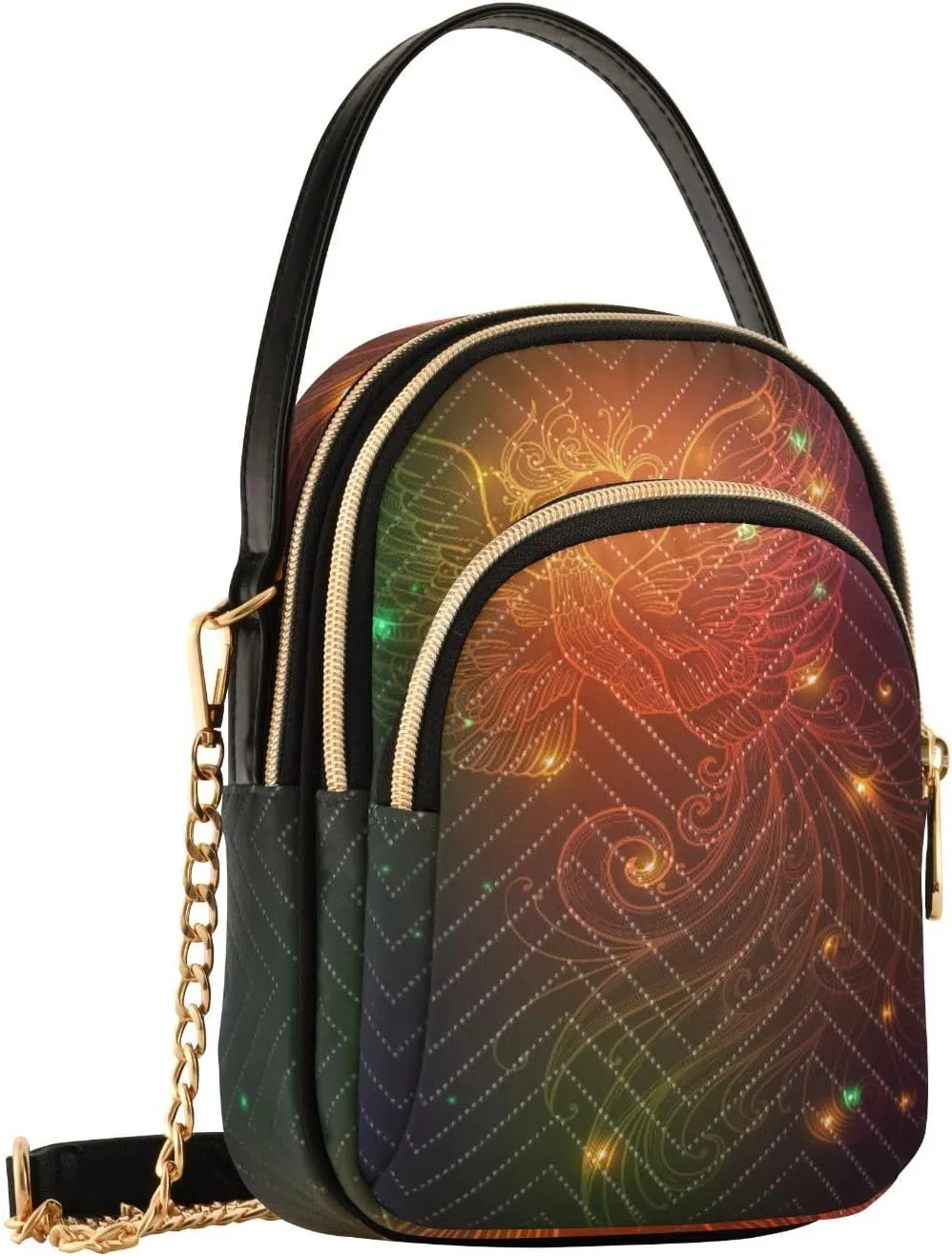 Women's Wave Cross Body Chest Bag, 52 inch Gold Chain Shoulder Handbag Purse