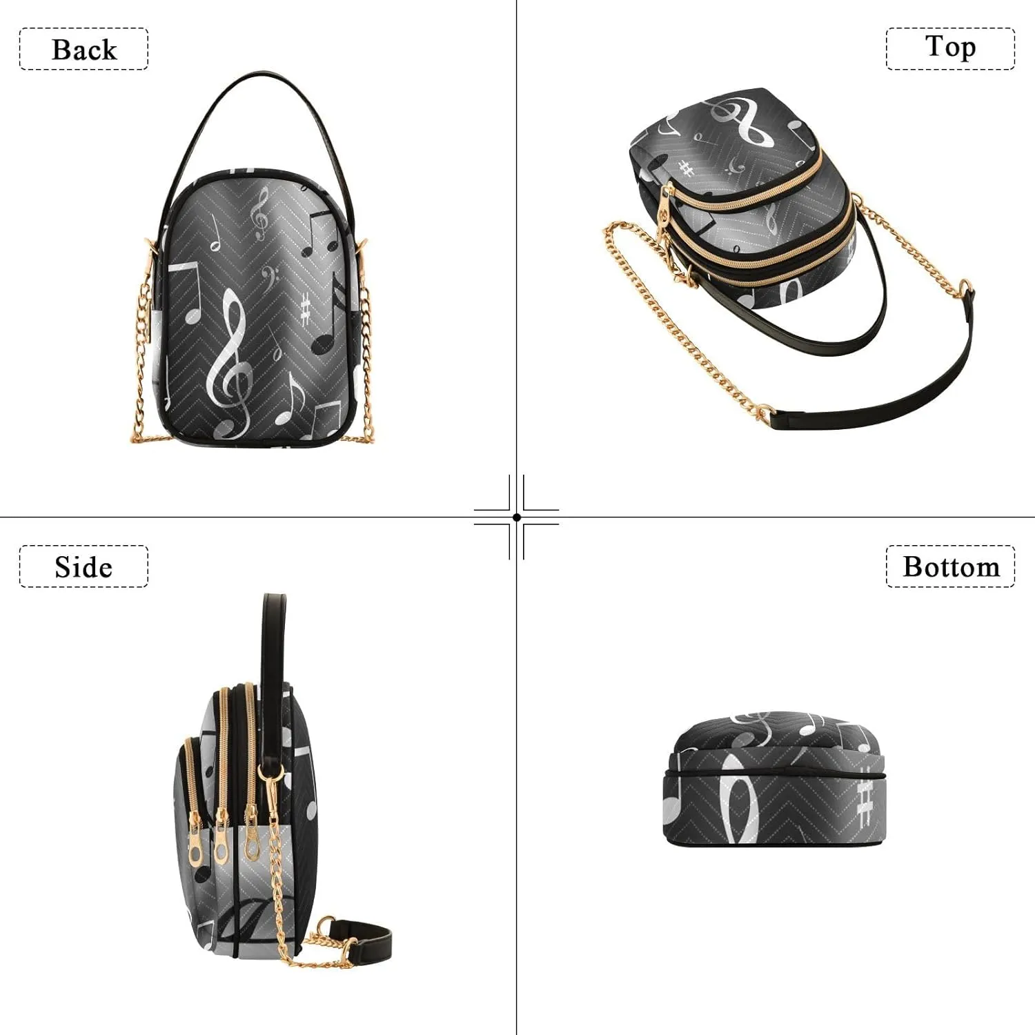 Women's Wave Cross Body Chest Bag, 52 inch Gold Chain Shoulder Handbag Purse