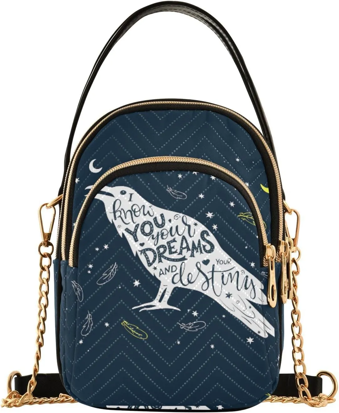 Women's Wave Cross Body Chest Bag, 52 inch Gold Chain Shoulder Handbag Purse