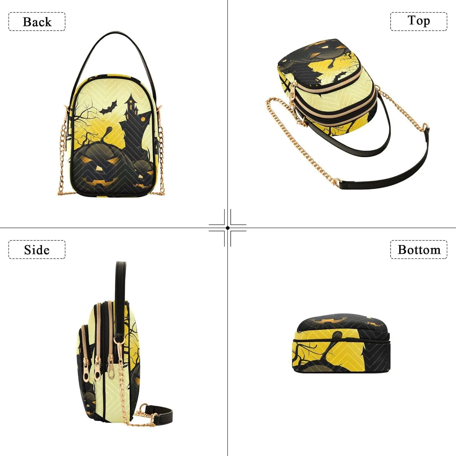 Women's Wave Cross Body Chest Bag, 52 inch Gold Chain Shoulder Handbag Purse