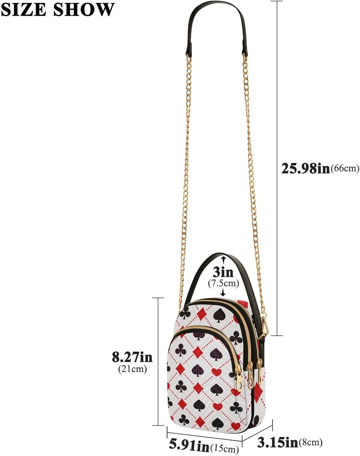Women's Wave Cross Body Chest Bag, 52 inch Gold Chain Shoulder Handbag Purse