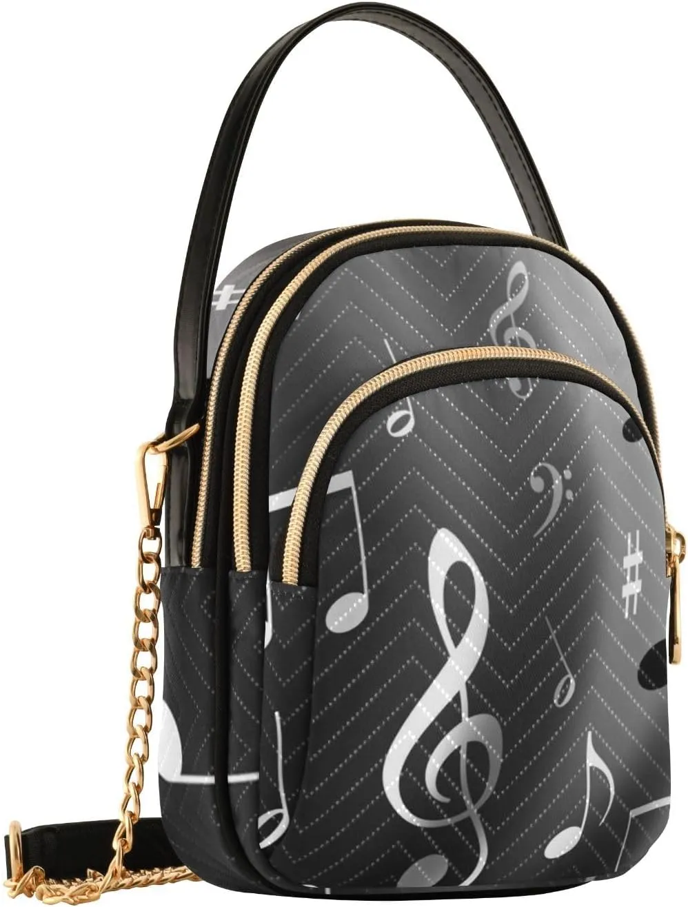 Women's Wave Cross Body Chest Bag, 52 inch Gold Chain Shoulder Handbag Purse