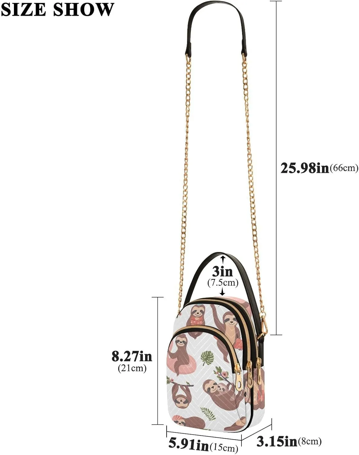 Women's Wave Cross Body Chest Bag, 52 inch Gold Chain Shoulder Handbag Purse