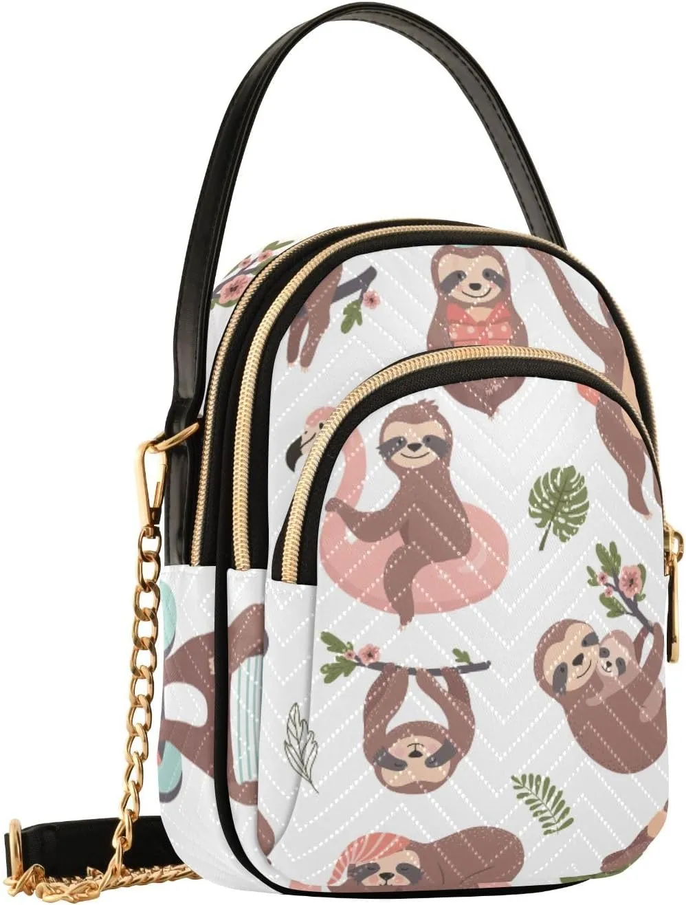 Women's Wave Cross Body Chest Bag, 52 inch Gold Chain Shoulder Handbag Purse
