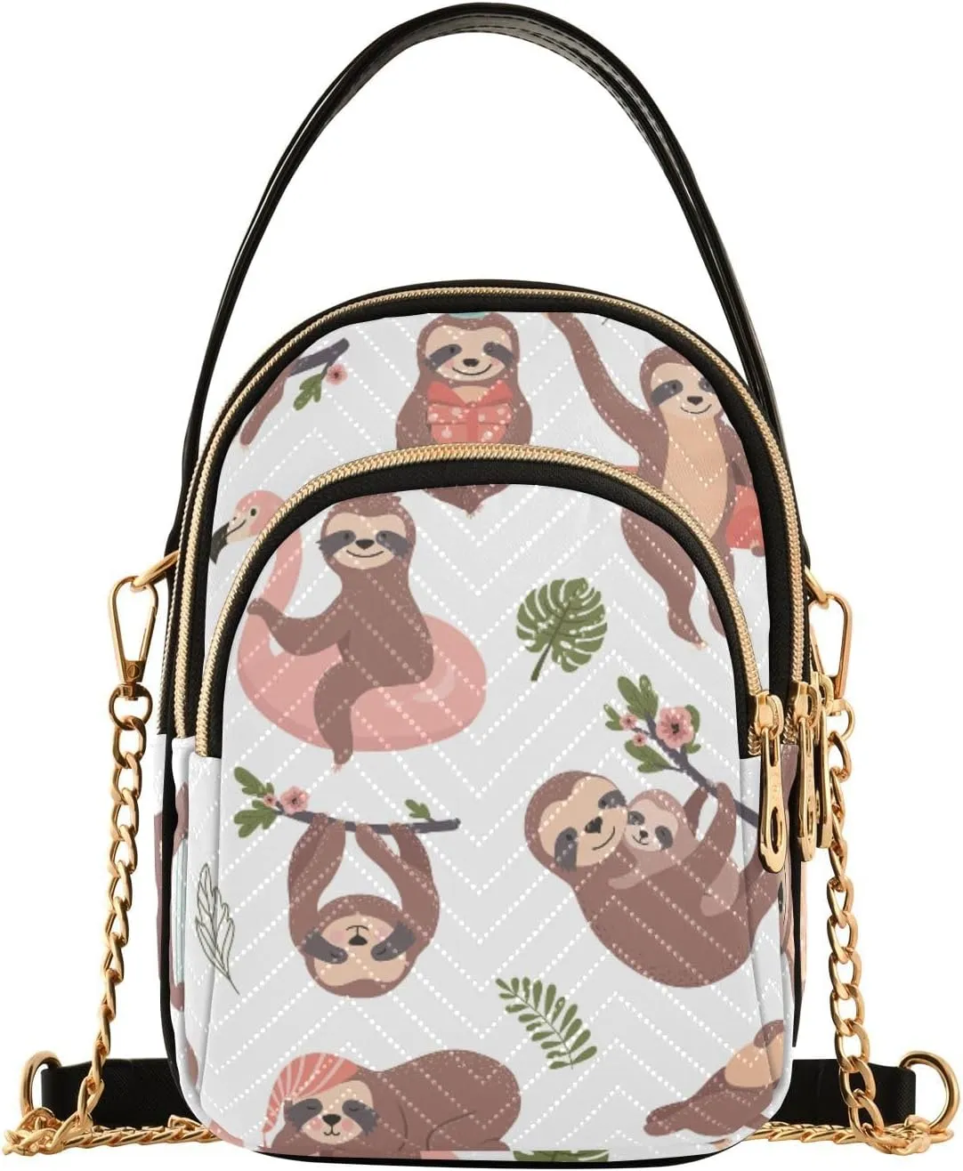 Women's Wave Cross Body Chest Bag, 52 inch Gold Chain Shoulder Handbag Purse
