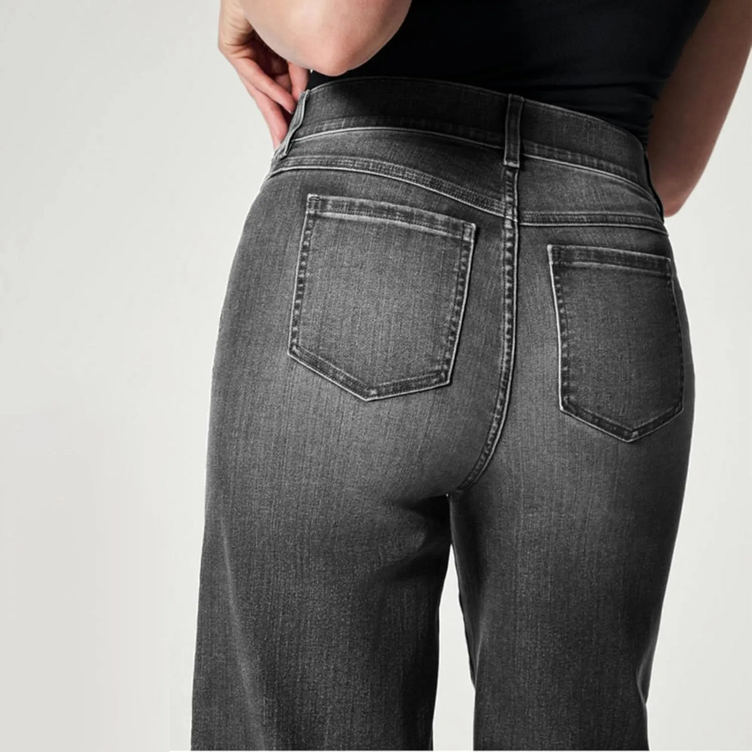 Womens Wide Leg Jeans Elastic High Waisted Trendy Straight Leg Denim Pants Baggy Pull On Jeans for Women Stretch