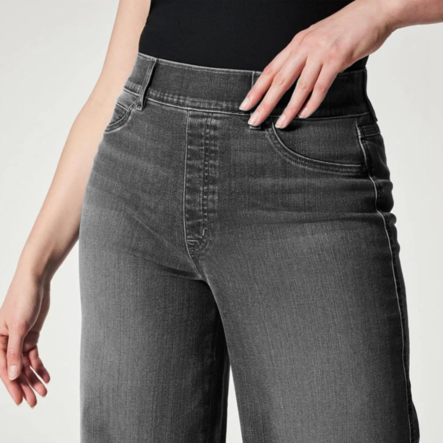 Womens Wide Leg Jeans Elastic High Waisted Trendy Straight Leg Denim Pants Baggy Pull On Jeans for Women Stretch