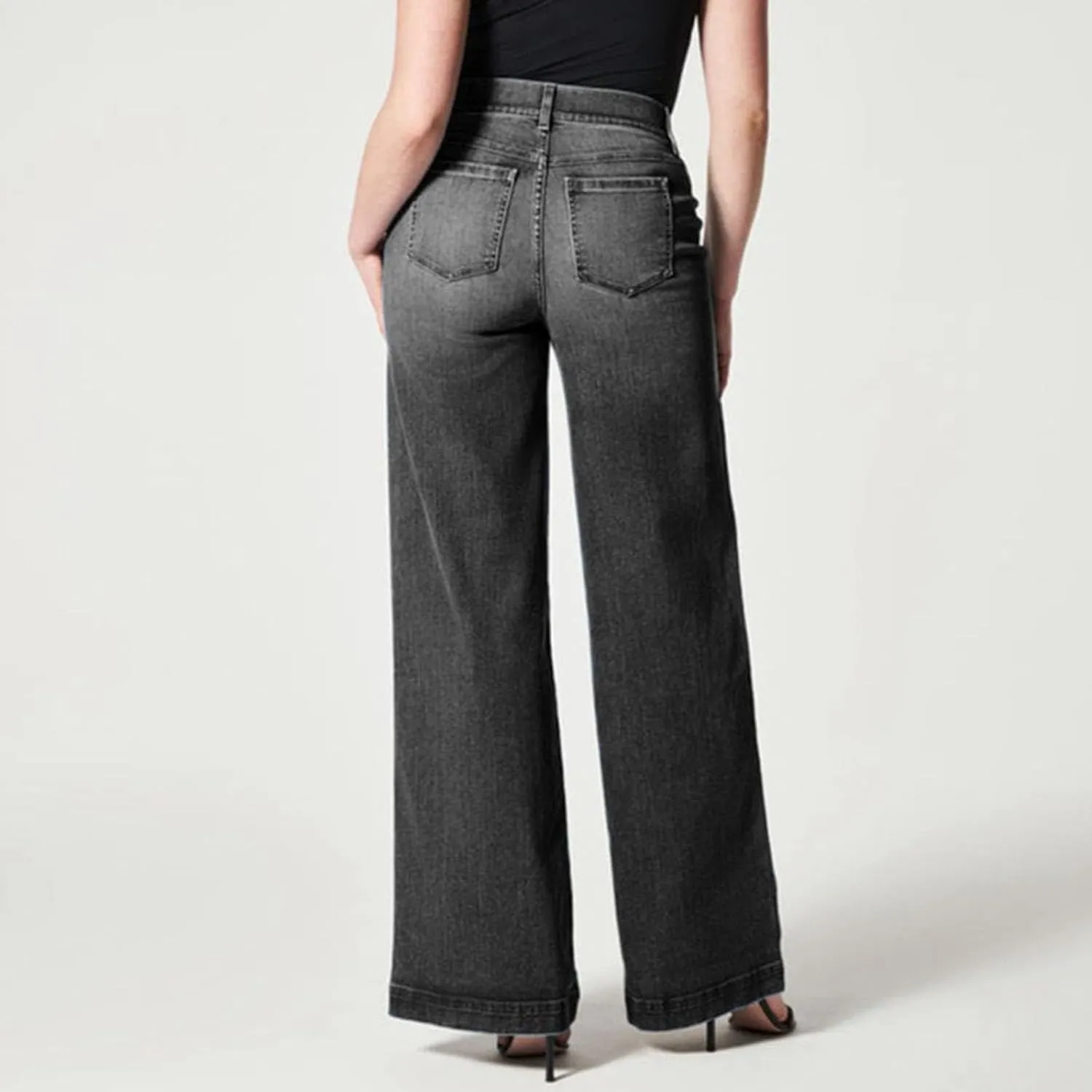 Womens Wide Leg Jeans Elastic High Waisted Trendy Straight Leg Denim Pants Baggy Pull On Jeans for Women Stretch