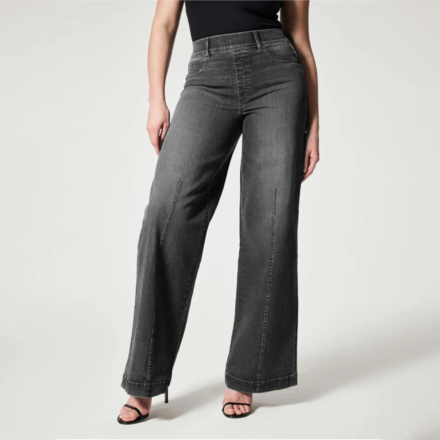 Womens Wide Leg Jeans Elastic High Waisted Trendy Straight Leg Denim Pants Baggy Pull On Jeans for Women Stretch