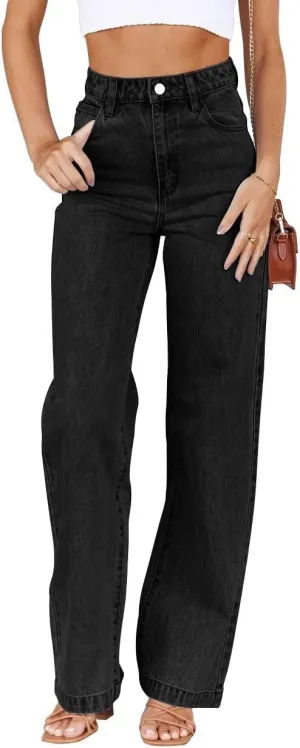 Women's Wide Leg Jeans High Waisted Strechy Baggy Loose Boyfriend Denim Pants