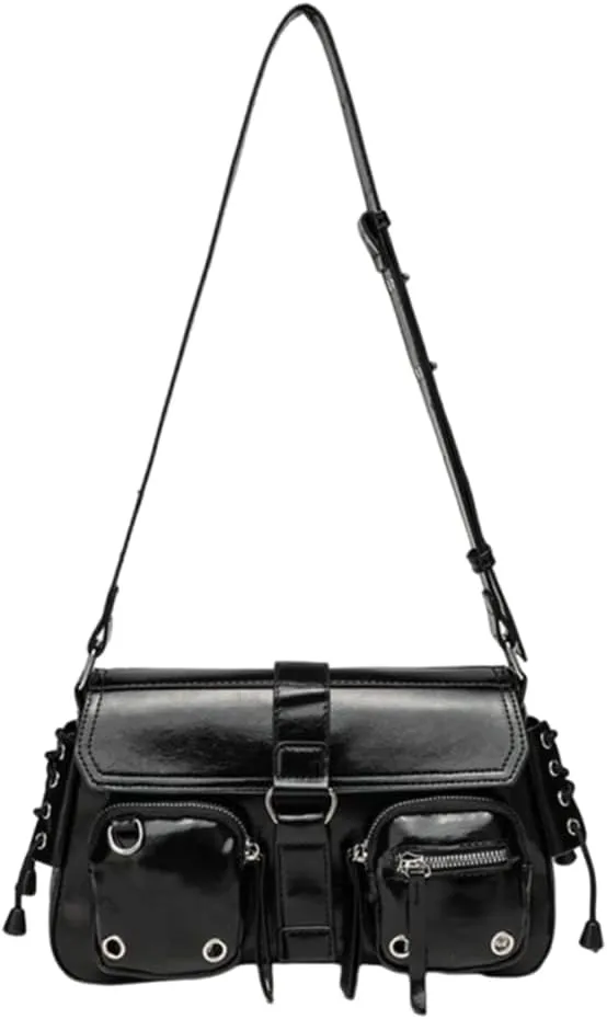 Women's Y2K Purse,Red Shoulder Bag Leather Studded Bag Burgundy Hobo Bag Designer Handbags Multi-Pocket Top-handle