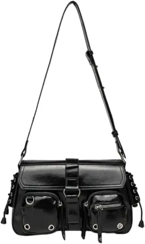 Women's Y2K Purse,Red Shoulder Bag Leather Studded Bag Burgundy Hobo Bag Designer Handbags Multi-Pocket Top-handle