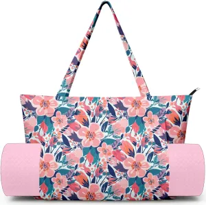 Women's Yoga Bag with Yoga Mat Carrier - Large Mat Pocket Fitness Tote for Pilates, Gym, Travel, Office & Beach