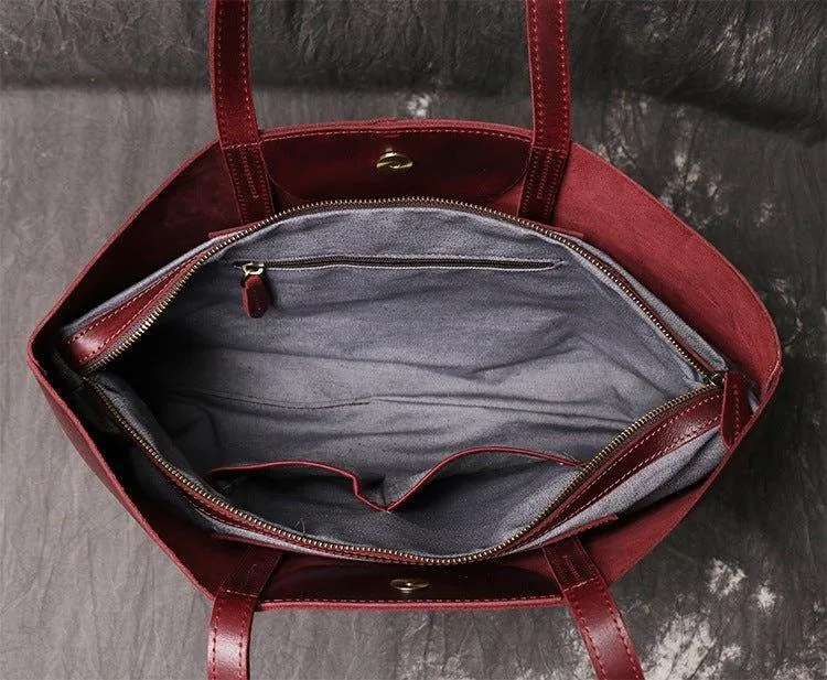 Woosir Large Leather Tote with Inner Pocket
