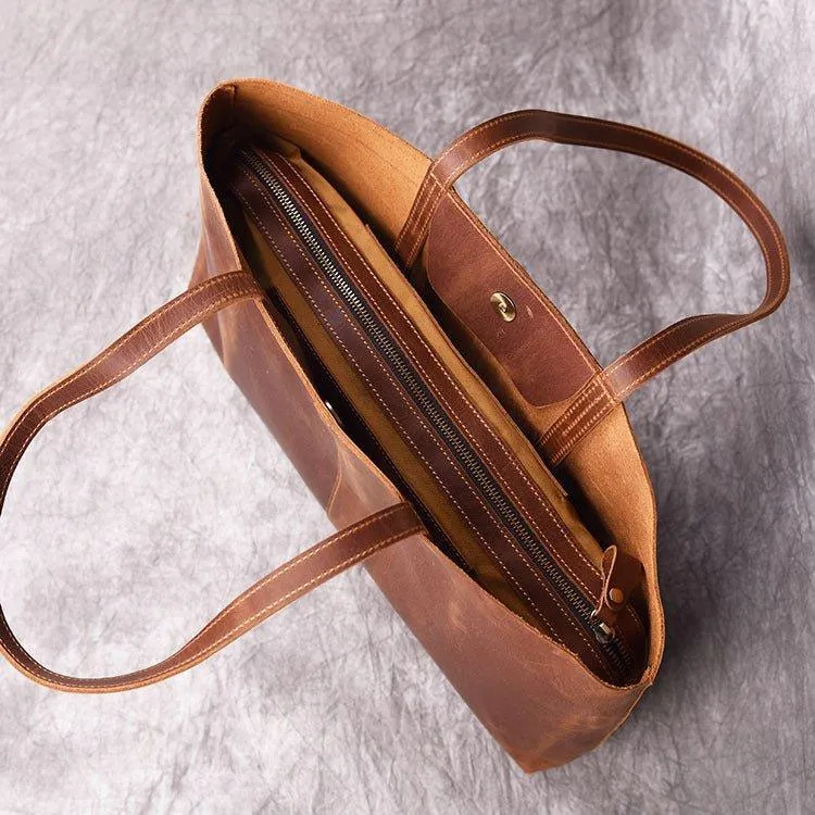 Woosir Large Leather Tote with Inner Pocket