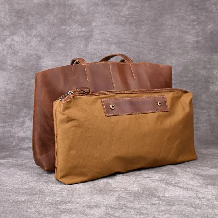 Woosir Large Leather Tote with Inner Pocket