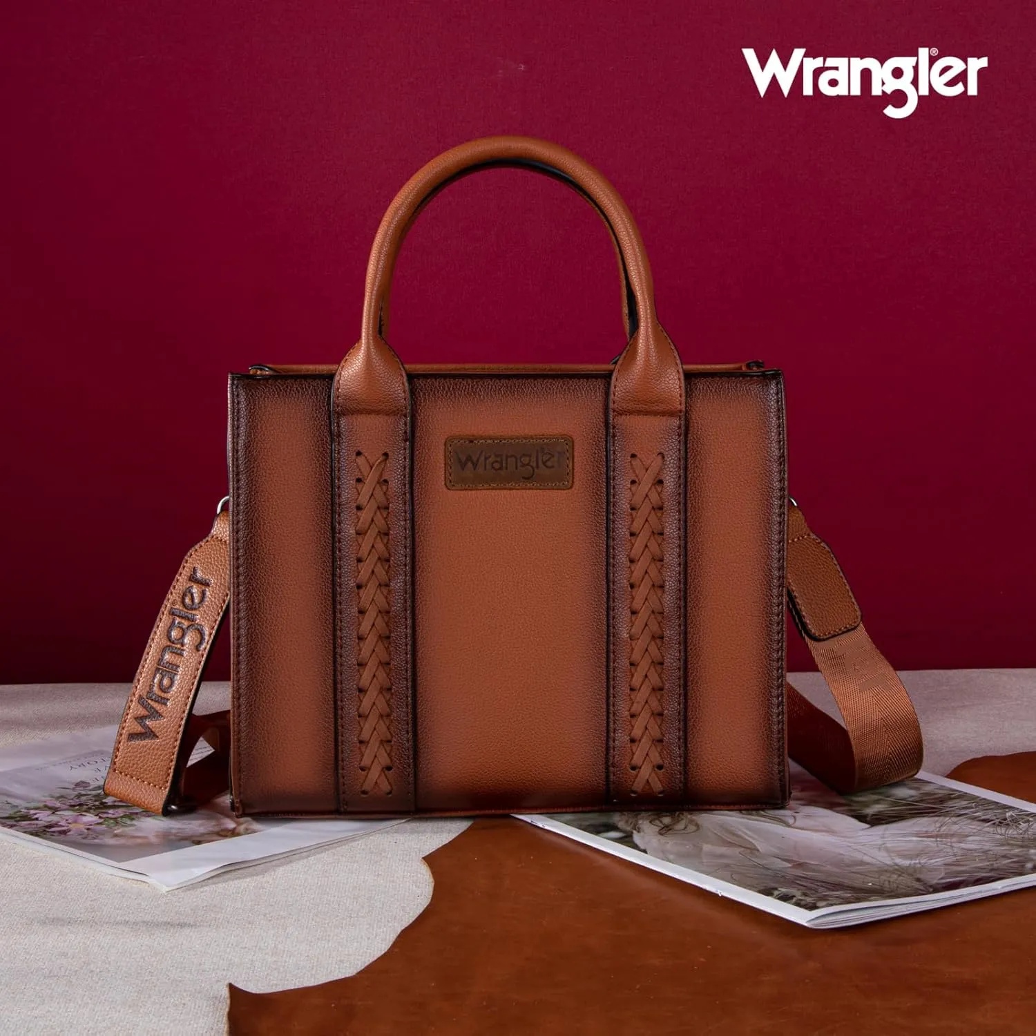 Wrangler Medium Tote Bag for Women Designer Satchel Handbags Top-handle Purses with Strap