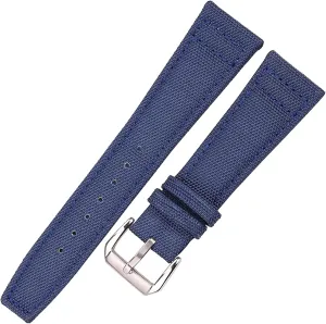 Wrist Straps Canvas Nylon Watch Straps Genuine Leather Watchband 20mm 21mm 22mm Black Green Blue Women Men Watch Band Strap with Pin Buckle