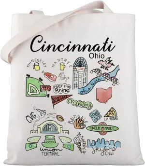 WSNANG Cincinnati Gift US State Cincinnati Tote Bag Cincinnati Travel Bag Ohio State Souvenir Gifts Ohio Souvenir Handbag