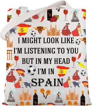 WSNANG Spain Travel Gift Spain Tote Bag Spain Souvenirs Shopping Bag European Vacation Handle Bag Spain Lover Gift