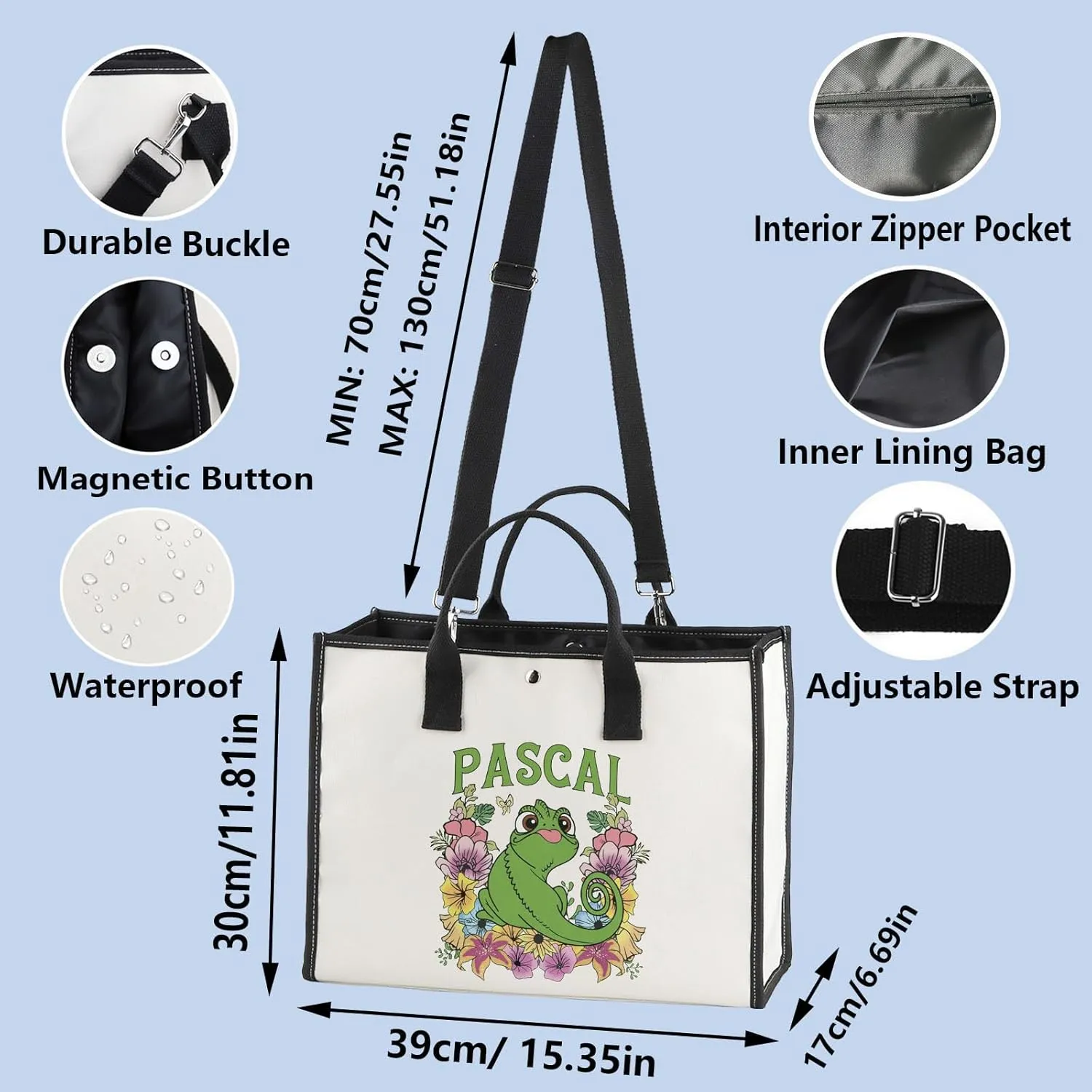 WZMPA Chameleon Pascal Tote Bag - Pascal Fans Gift, Shoulder Bag, Merchandise