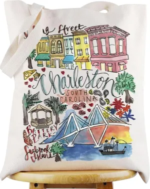 WZMPA Charleston South Carolina Travel Tote Bag Souvenir Gift Vacation Reusable Grocery Bag