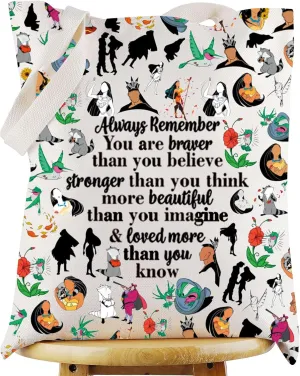 WZMPA Indian Princess Forest Tote Bag Fairy Tales Gift You Are Braver Stronger Beautiful Than You Know Princess Shoulder Bag