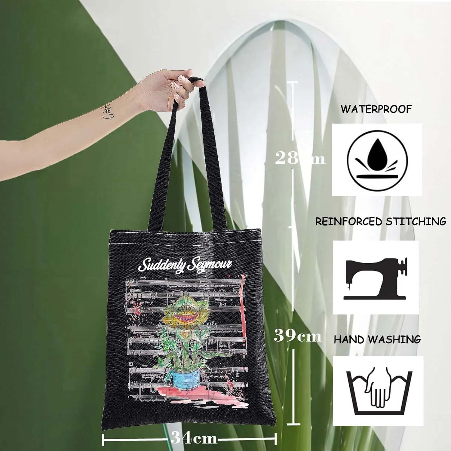 WZMPA Musical Tote Bag Seymour＆Audrey Fans Gift Suddenly Seymour Reusable Grocery Bag