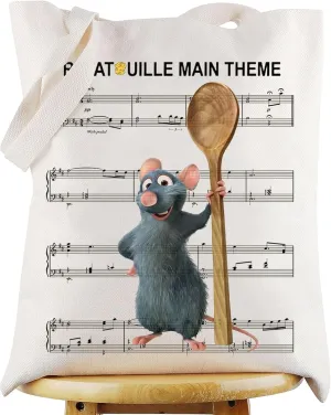 WZMPA Remy Tote Bag Rat Chef Inspired Gift Remy Rat Theme Remy Reusable Grocery Bag Cartoon Remy Merchandise