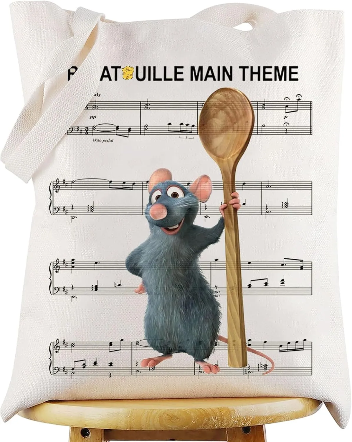 WZMPA Remy Tote Bag Rat Chef Inspired Gift Remy Rat Theme Remy Reusable Grocery Bag Cartoon Remy Merchandise