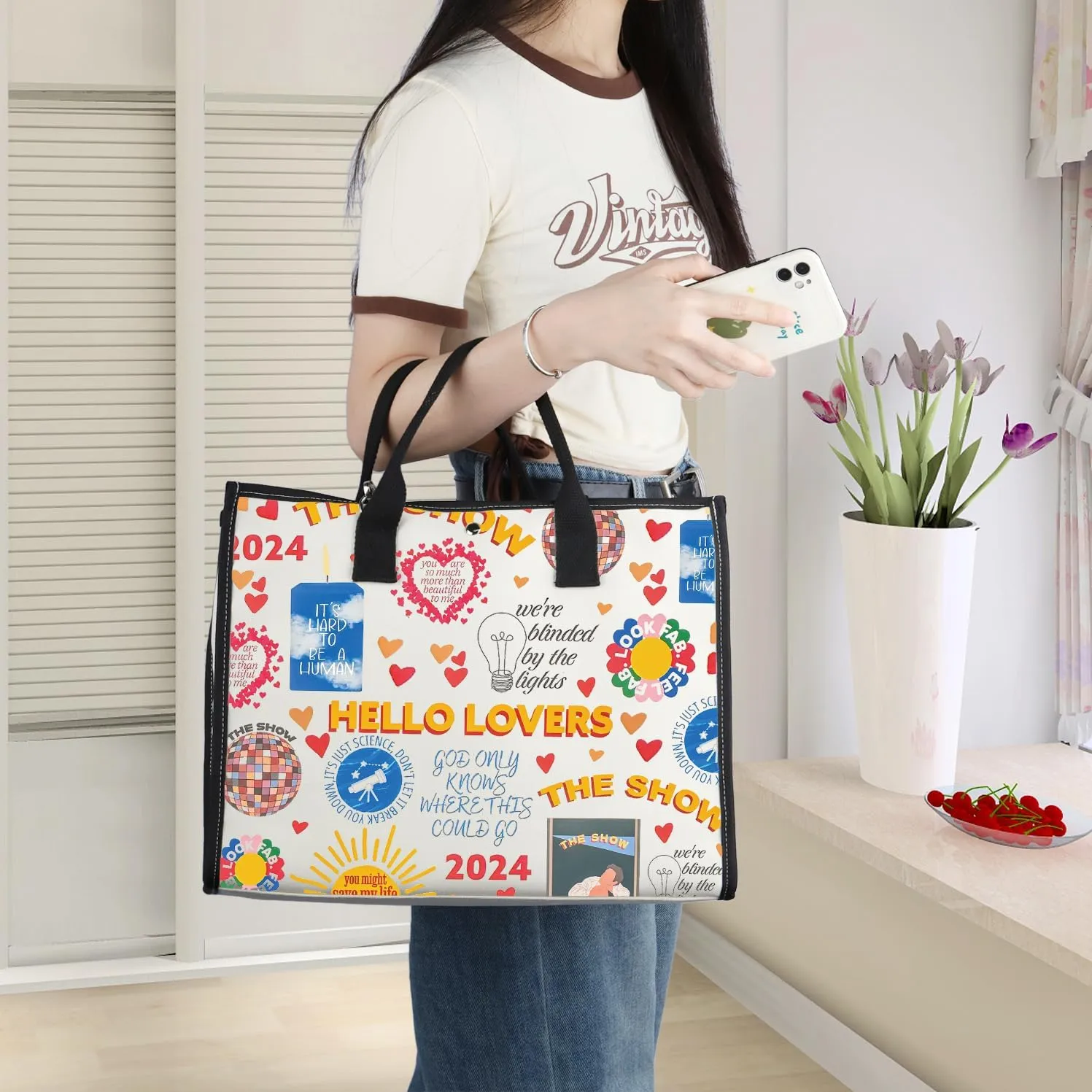 WZMPA Singer Album Show Tote Bag - Lyrics Gift, Concert Reusable Grocery Bag, Merchandise
