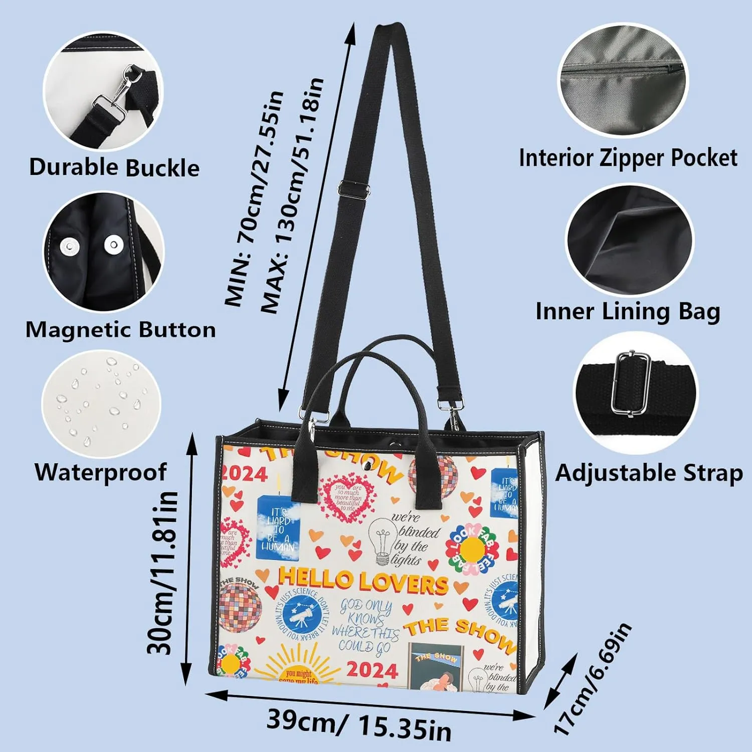 WZMPA Singer Album Show Tote Bag - Lyrics Gift, Concert Reusable Grocery Bag, Merchandise