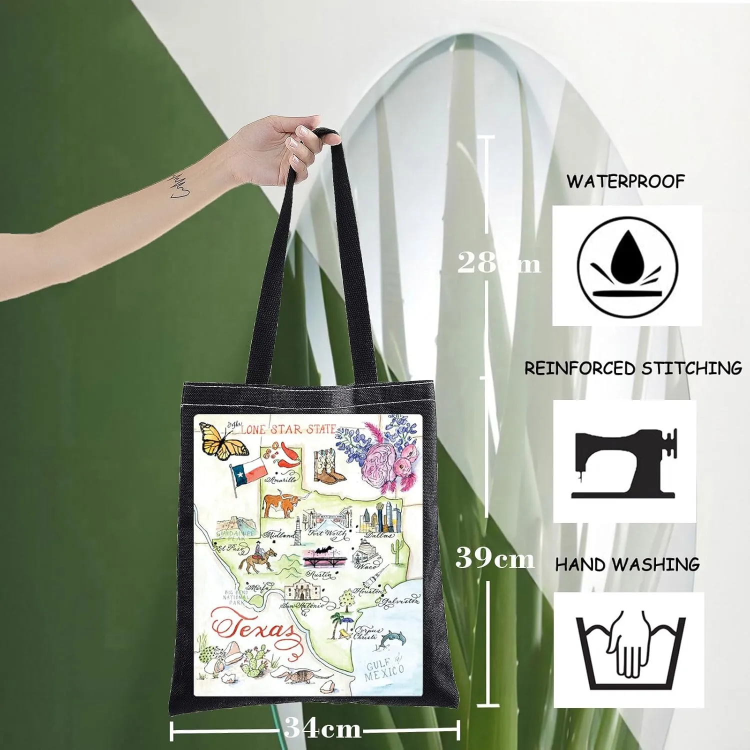 WZMPA Texas State Tote Bag Souvenirs Gift Vacation Shoulder Bag Landmarks Merchandise