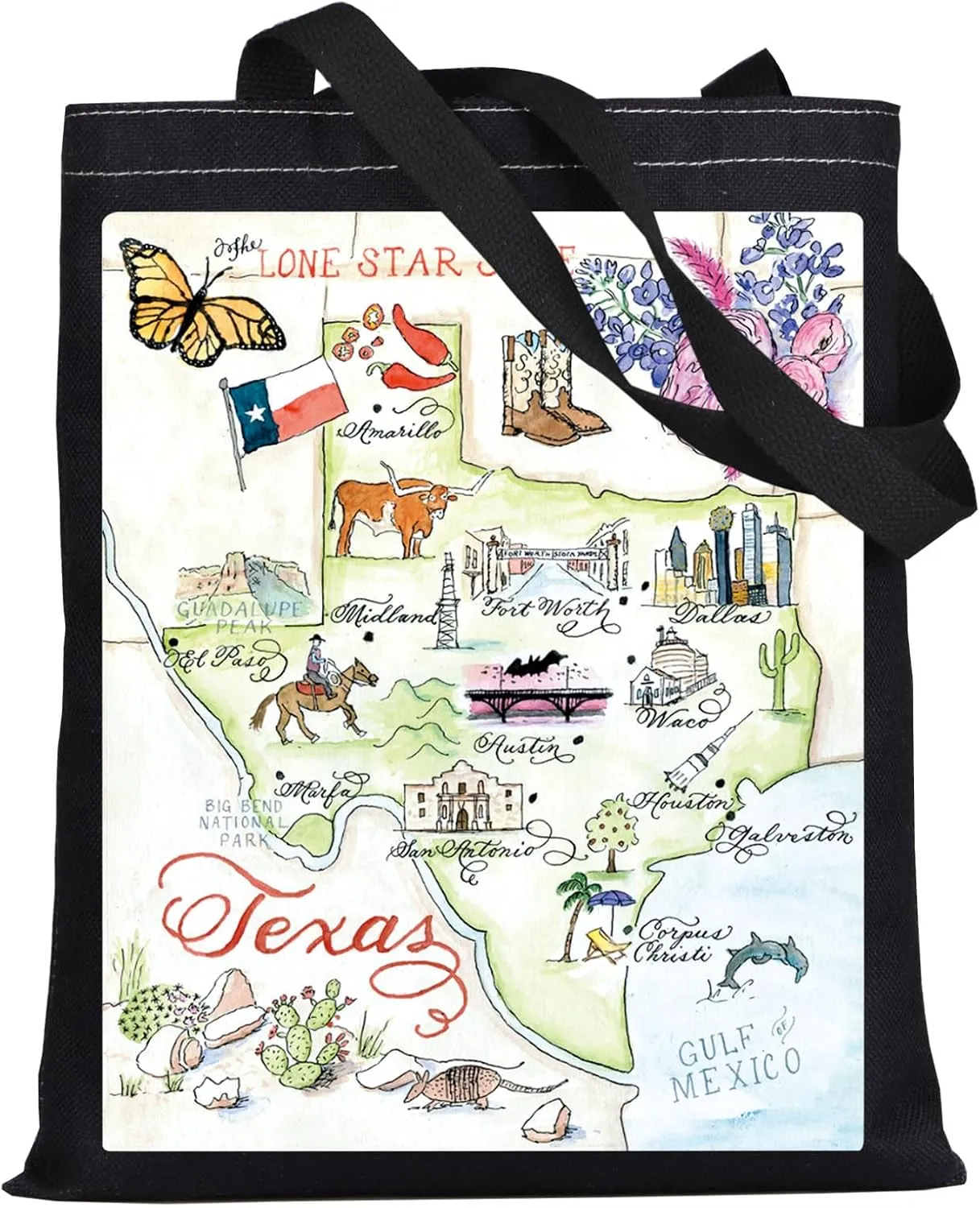 WZMPA Texas State Tote Bag Souvenirs Gift Vacation Shoulder Bag Landmarks Merchandise