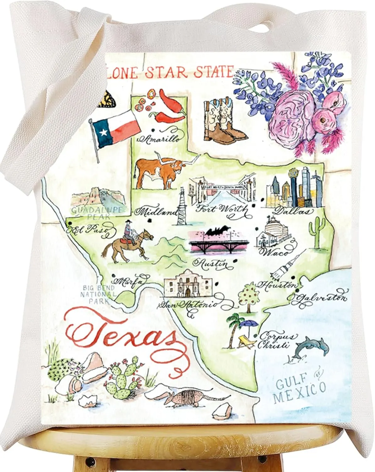 WZMPA Texas State Tote Bag Souvenirs Gift Vacation Shoulder Bag Landmarks Merchandise
