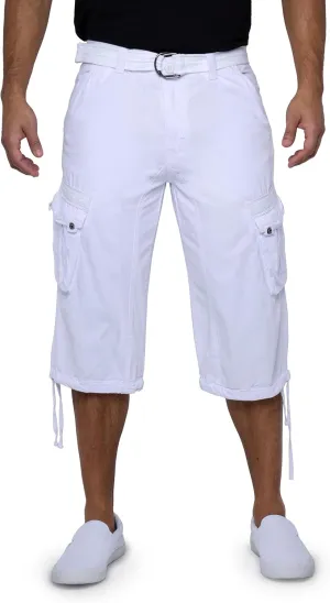 X RAY Men's Belted Long Cargo Shorts for Men, Below Knee Length Mens Cargo Shorts, 3/4 Pants (Big and Tall Shorts for Men)