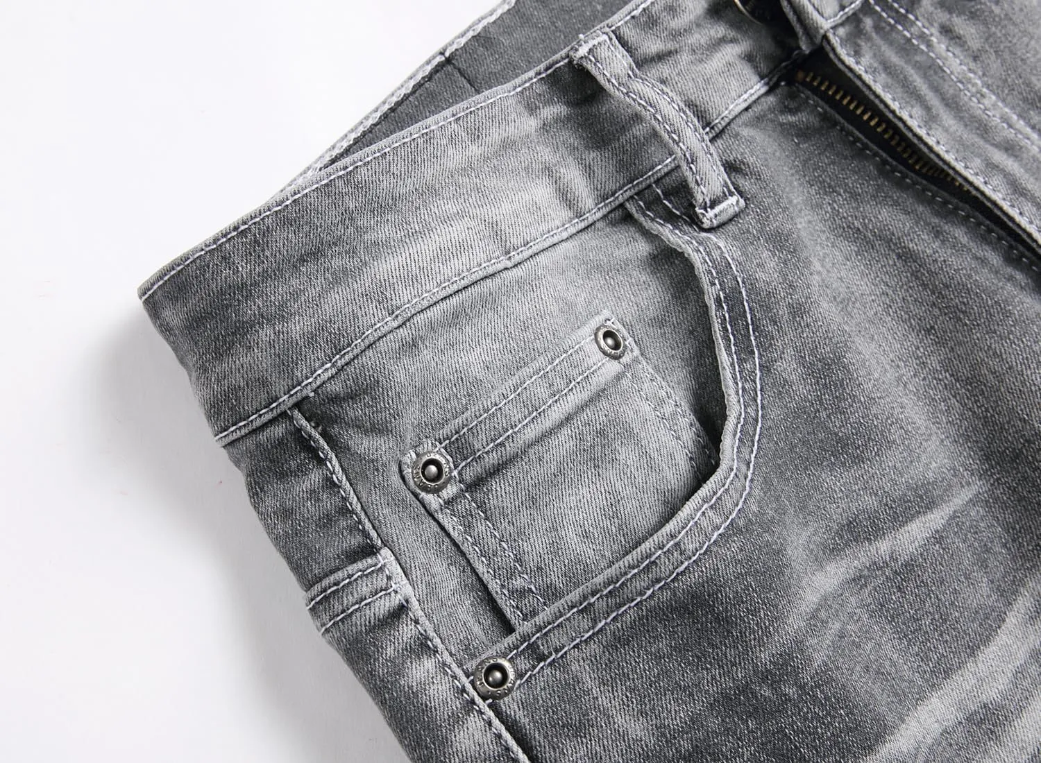 XIMXIMMTIAN Men's Biker Moto Washed Distressed Slim Fit Straight Jeans Denim…