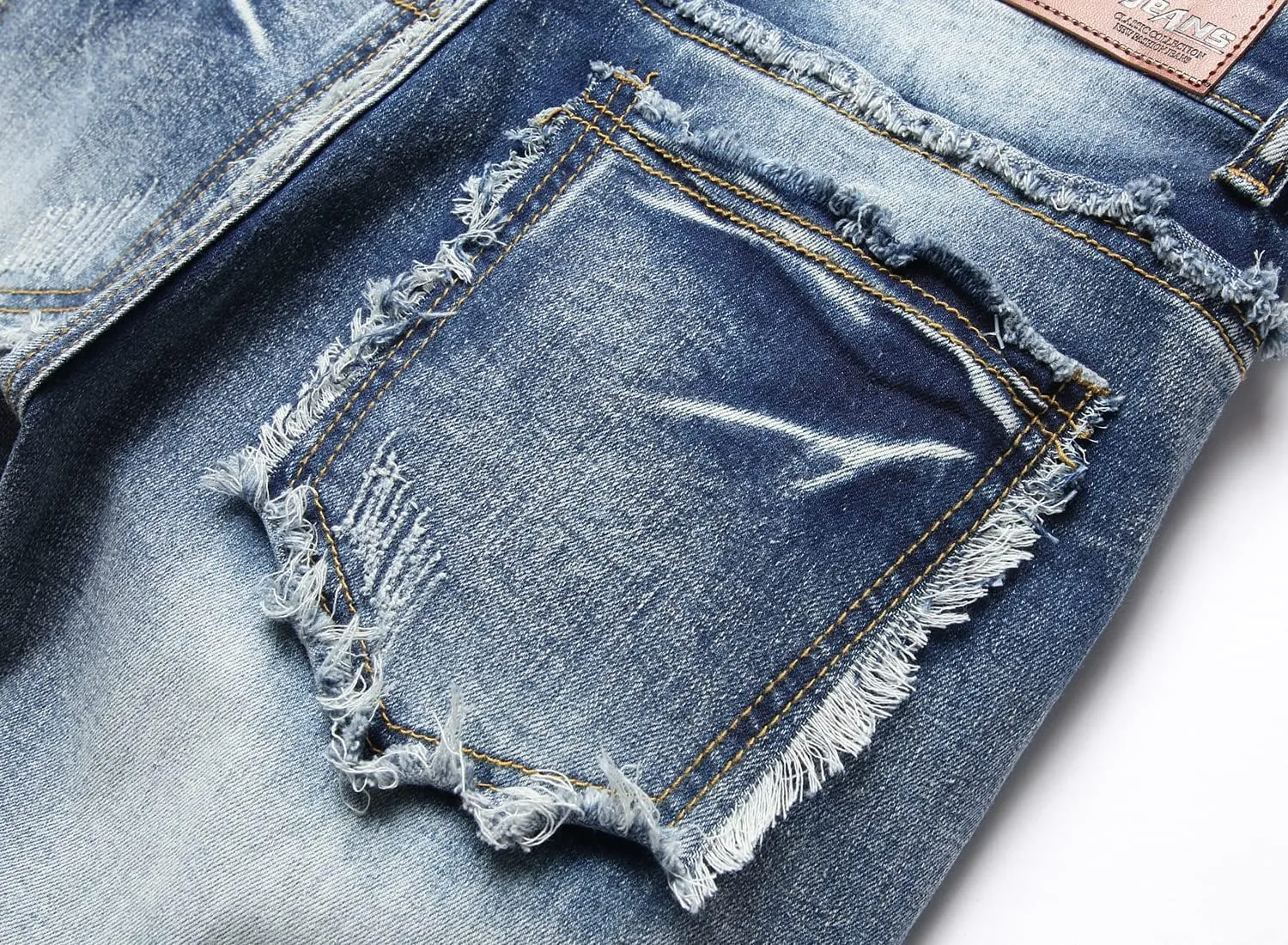 XIMXIMMTIAN Men's Biker Moto Washed Distressed Slim Fit Straight Jeans Denim…