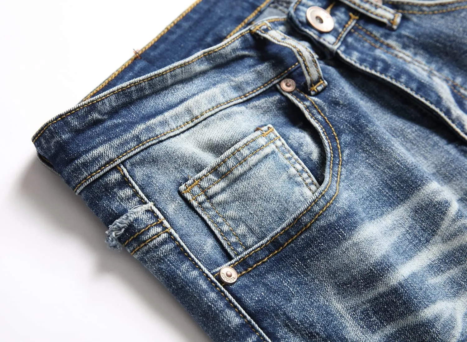 XIMXIMMTIAN Men's Biker Moto Washed Distressed Slim Fit Straight Jeans Denim…
