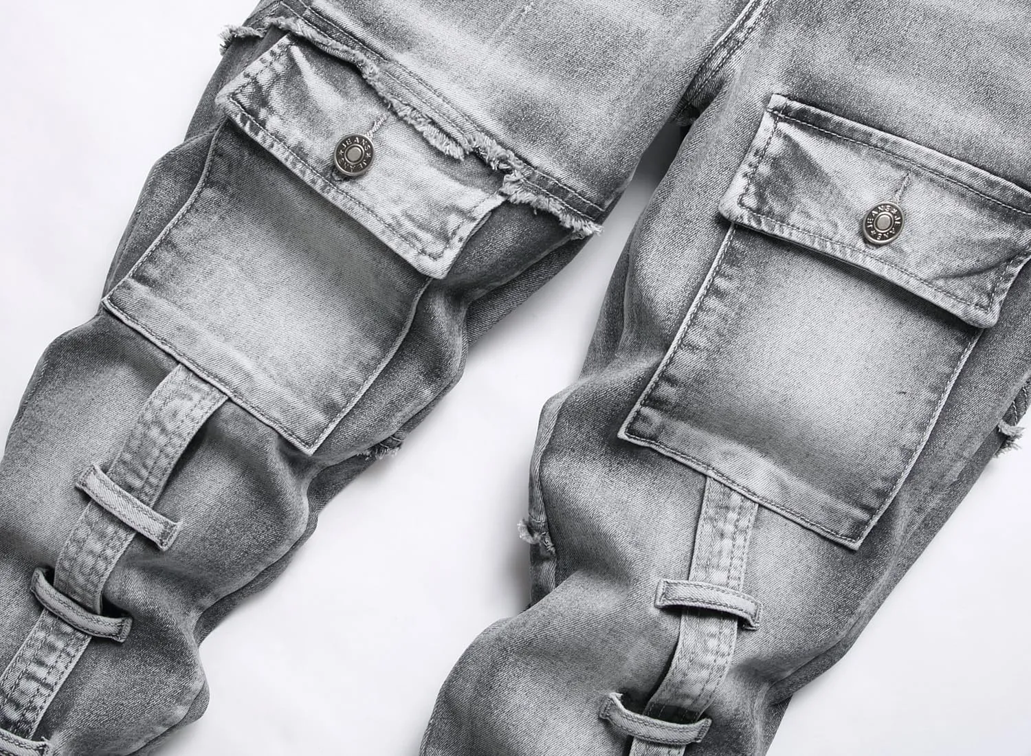 XIMXIMMTIAN Men's Biker Moto Washed Distressed Slim Fit Straight Jeans Denim…