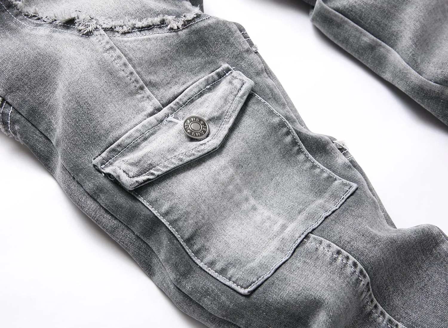 XIMXIMMTIAN Men's Biker Moto Washed Distressed Slim Fit Straight Jeans Denim…