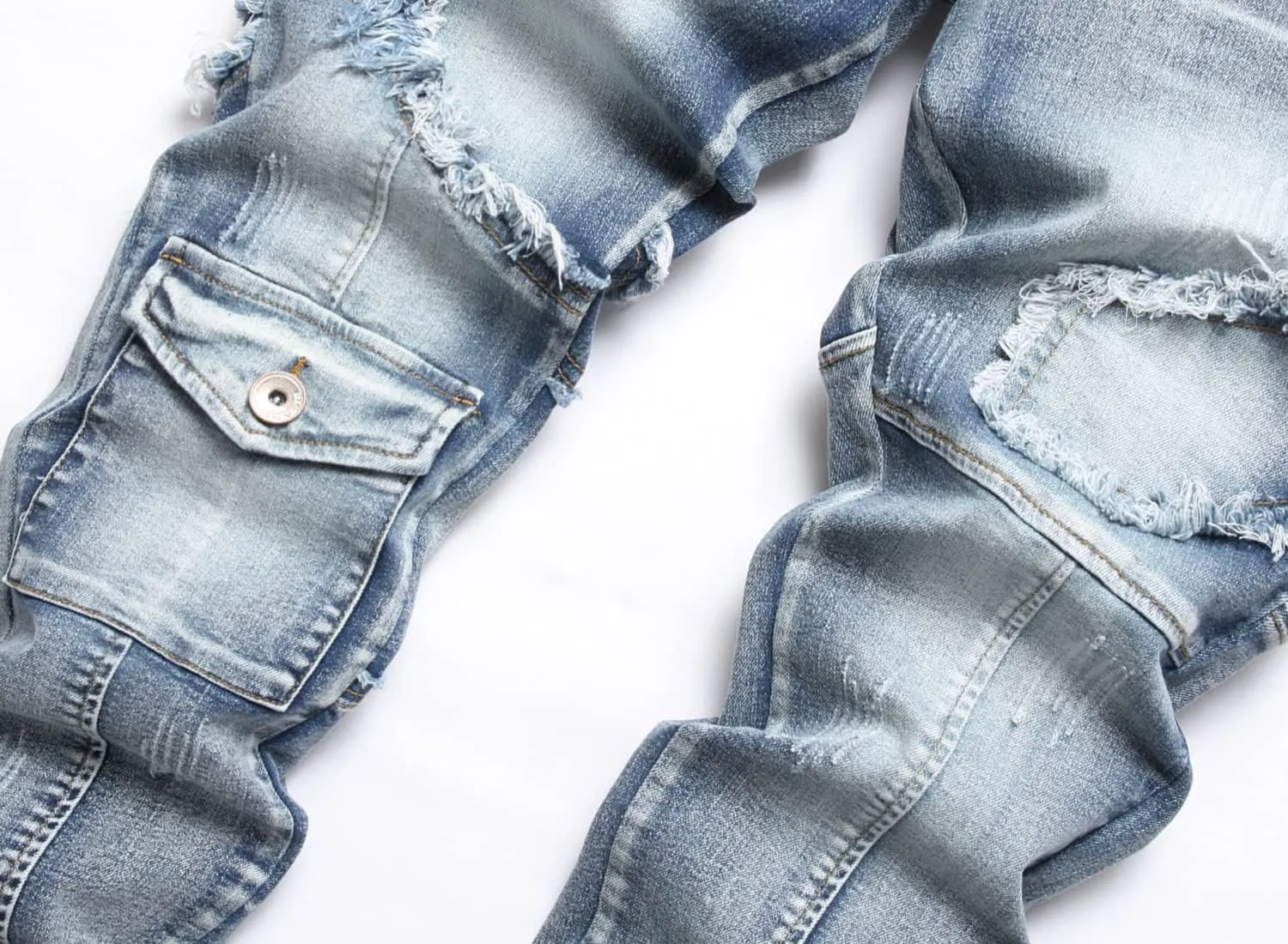 XIMXIMMTIAN Men's Biker Moto Washed Distressed Slim Fit Straight Jeans Denim…